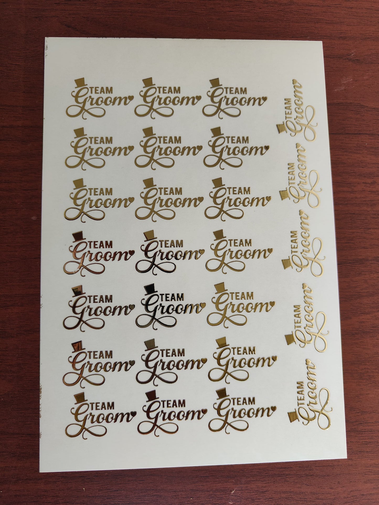 Team Groom Embossed stickers