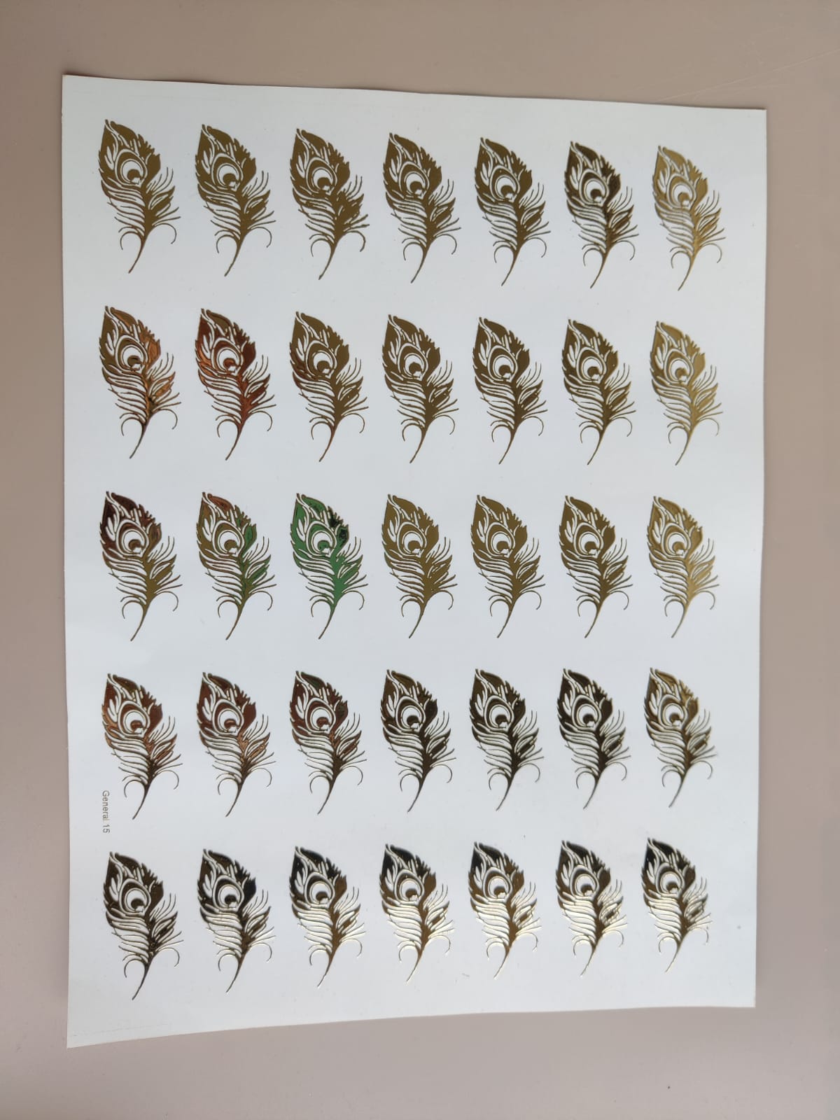 A4 sheet peacock feather/ Morpankh Embossed stickers