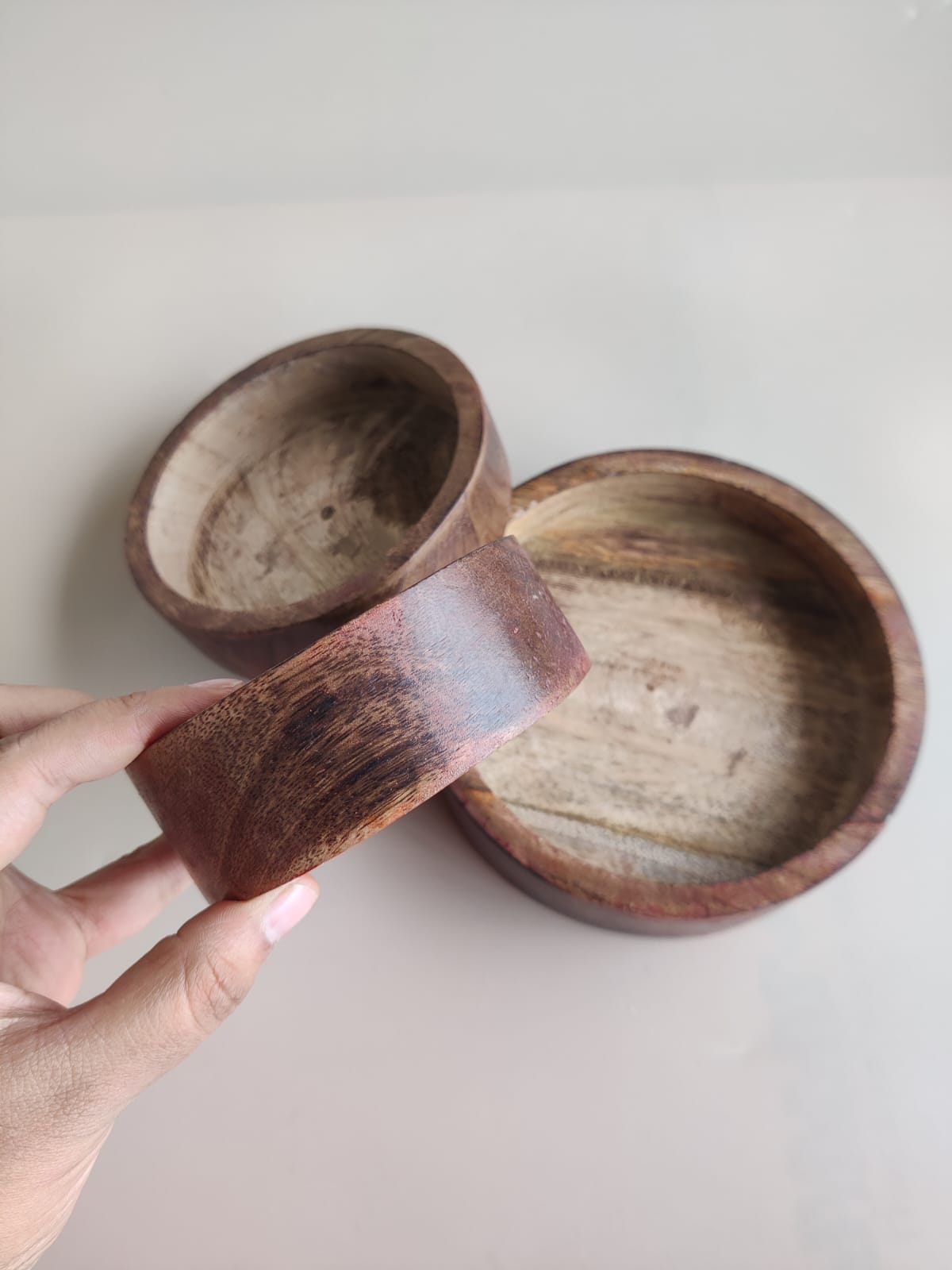Round wooden bowl