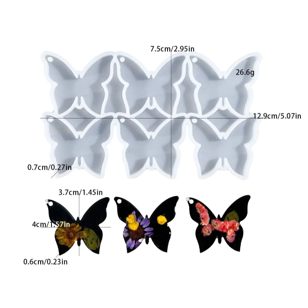 6 cavity butterfly pendant & keychain mould