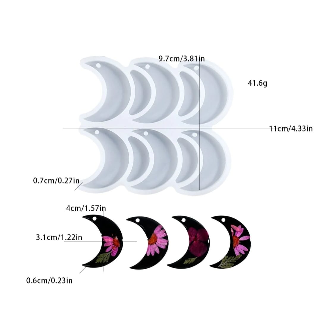 6 cavity moon pendant & keychain mould