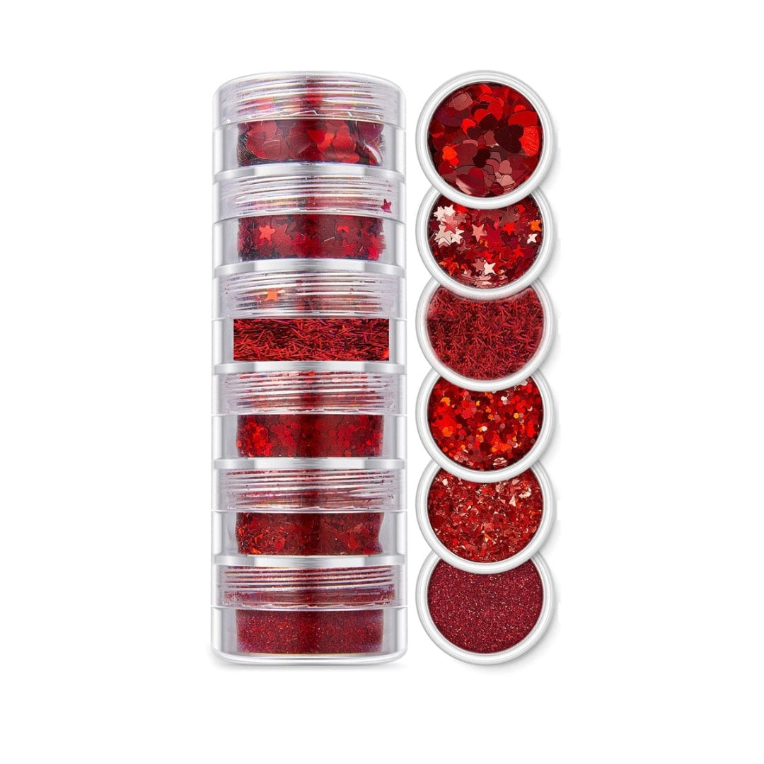 6 In 1 Glitter & Chunks Red