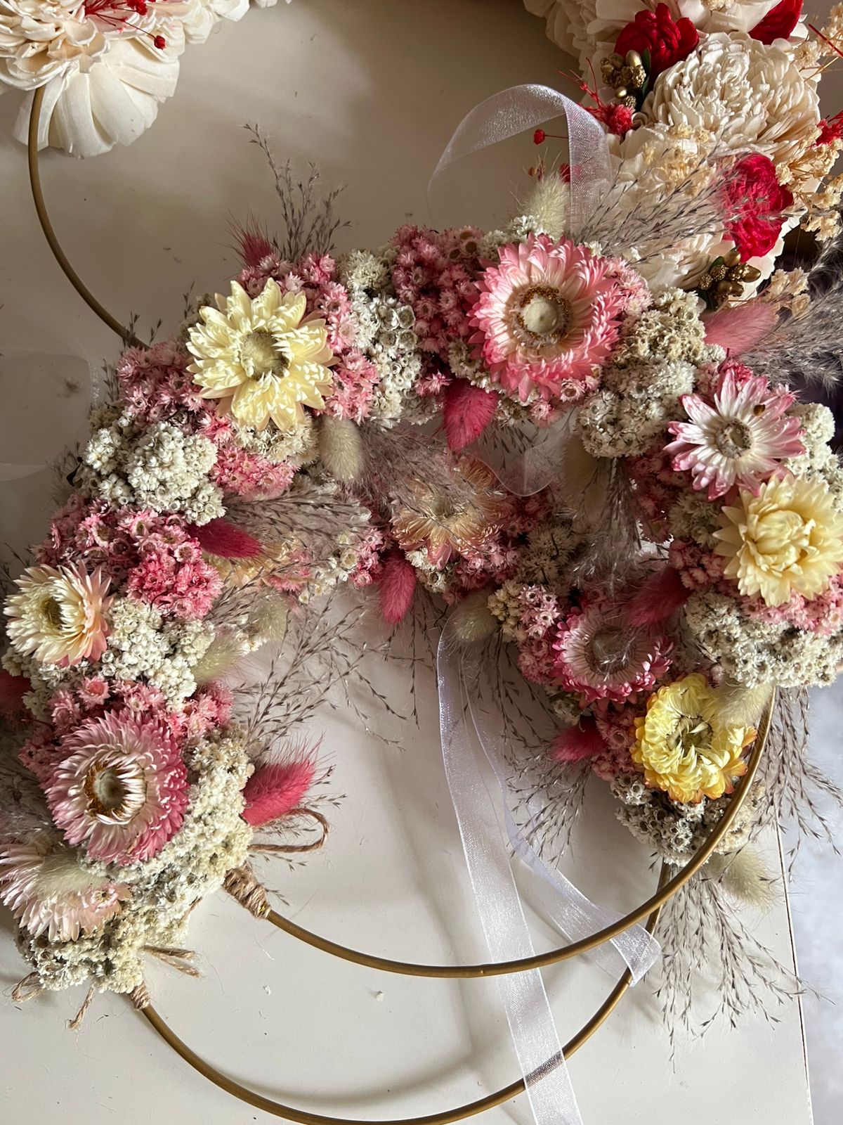 Flower hoop - Daisy white & pink