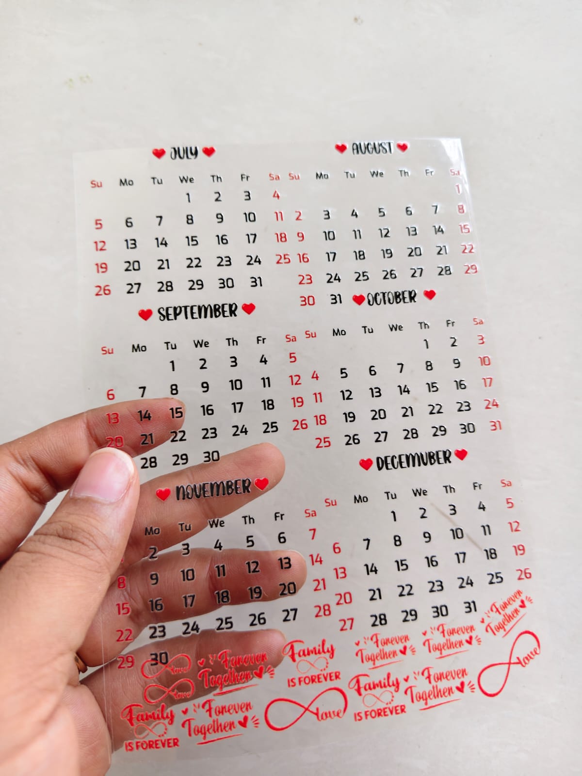 UV DTF Sticker - Calender