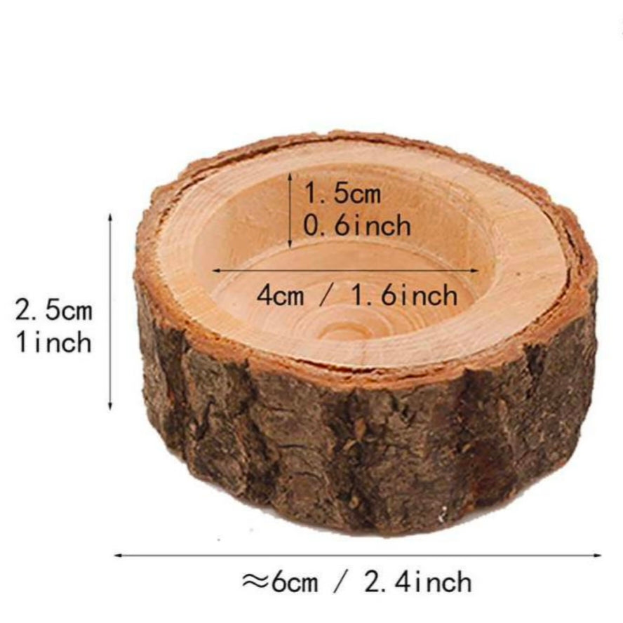 3 Tree Stump Wooden Candle Holder