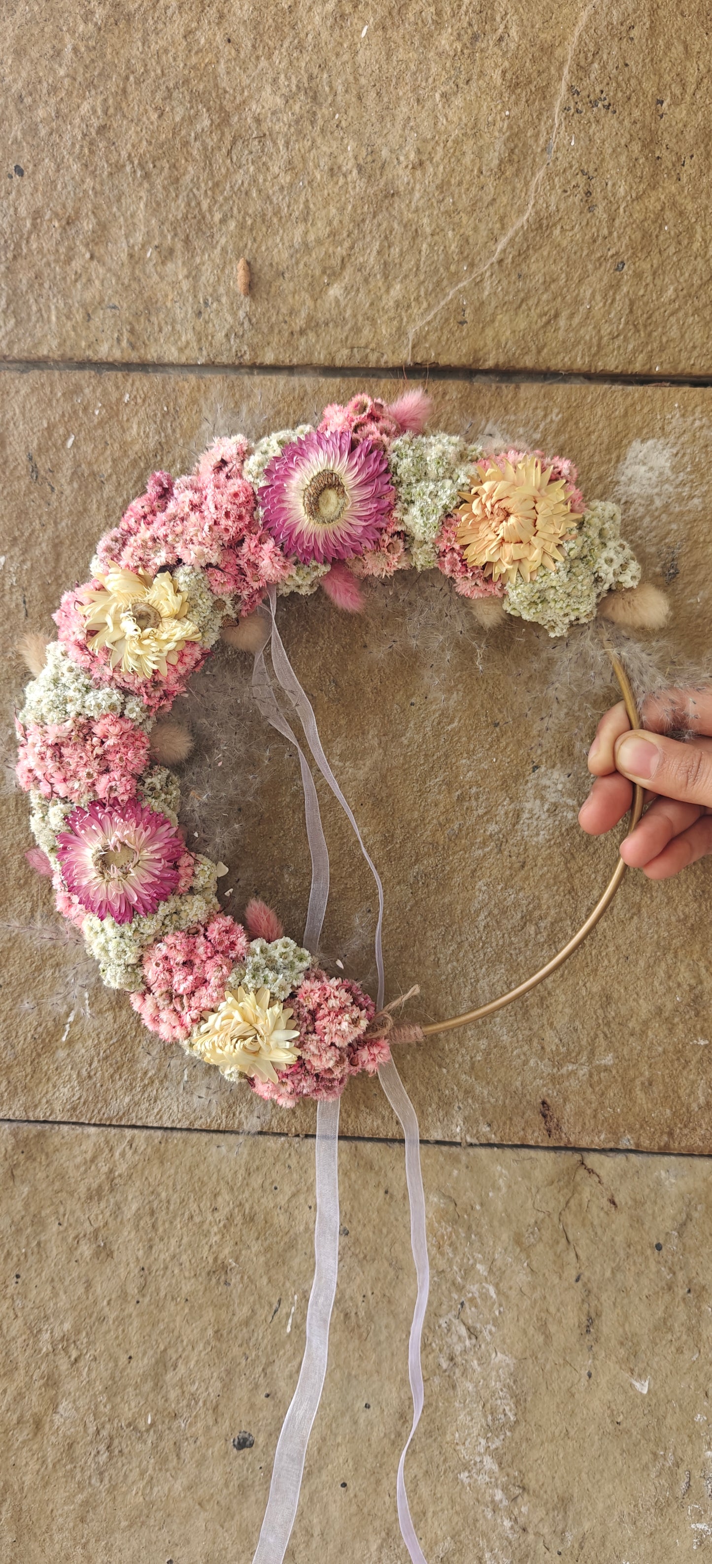 Flower hoop - Daisy white & pink