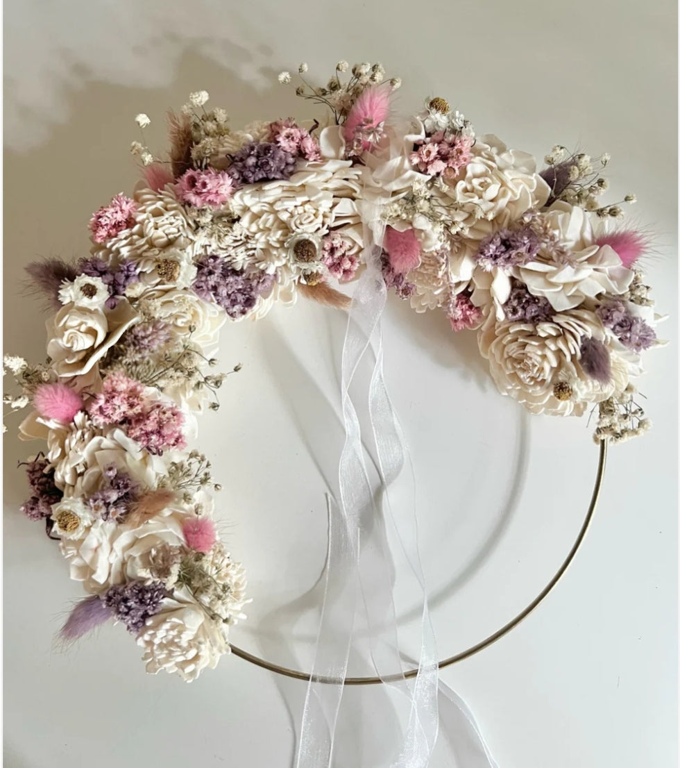 Decorated hoop - pink & purple