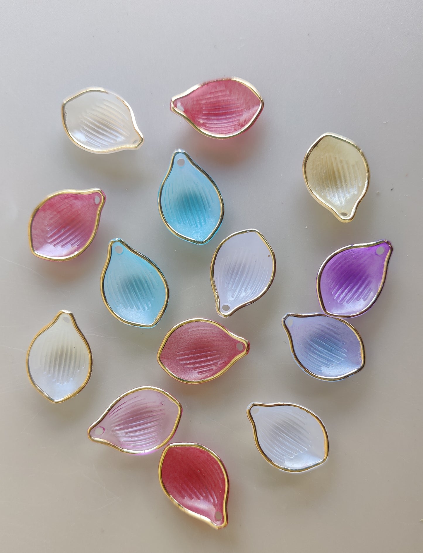 Acrylic petals with golden foiling