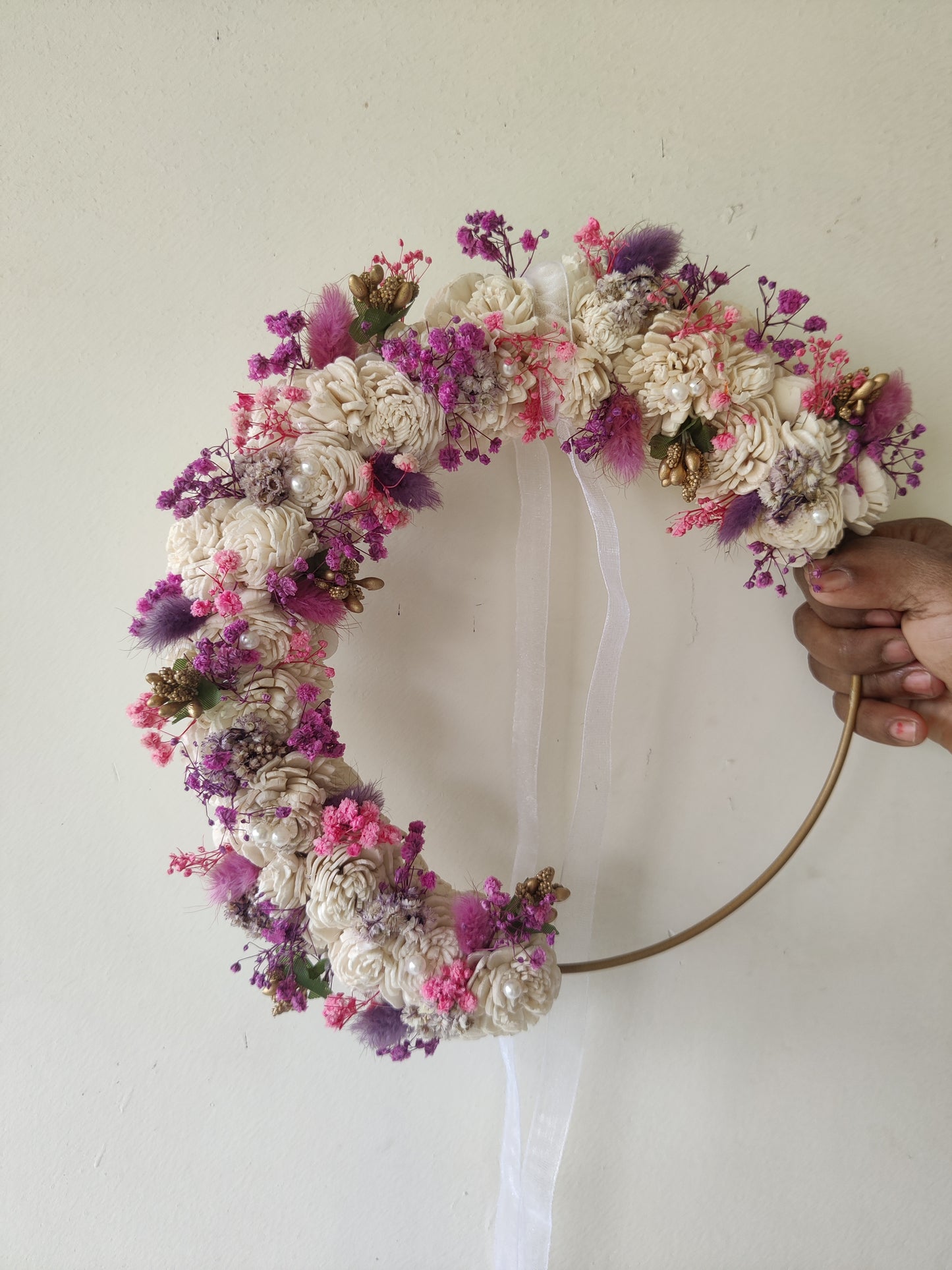 Decorated hoop - pink purple lavender