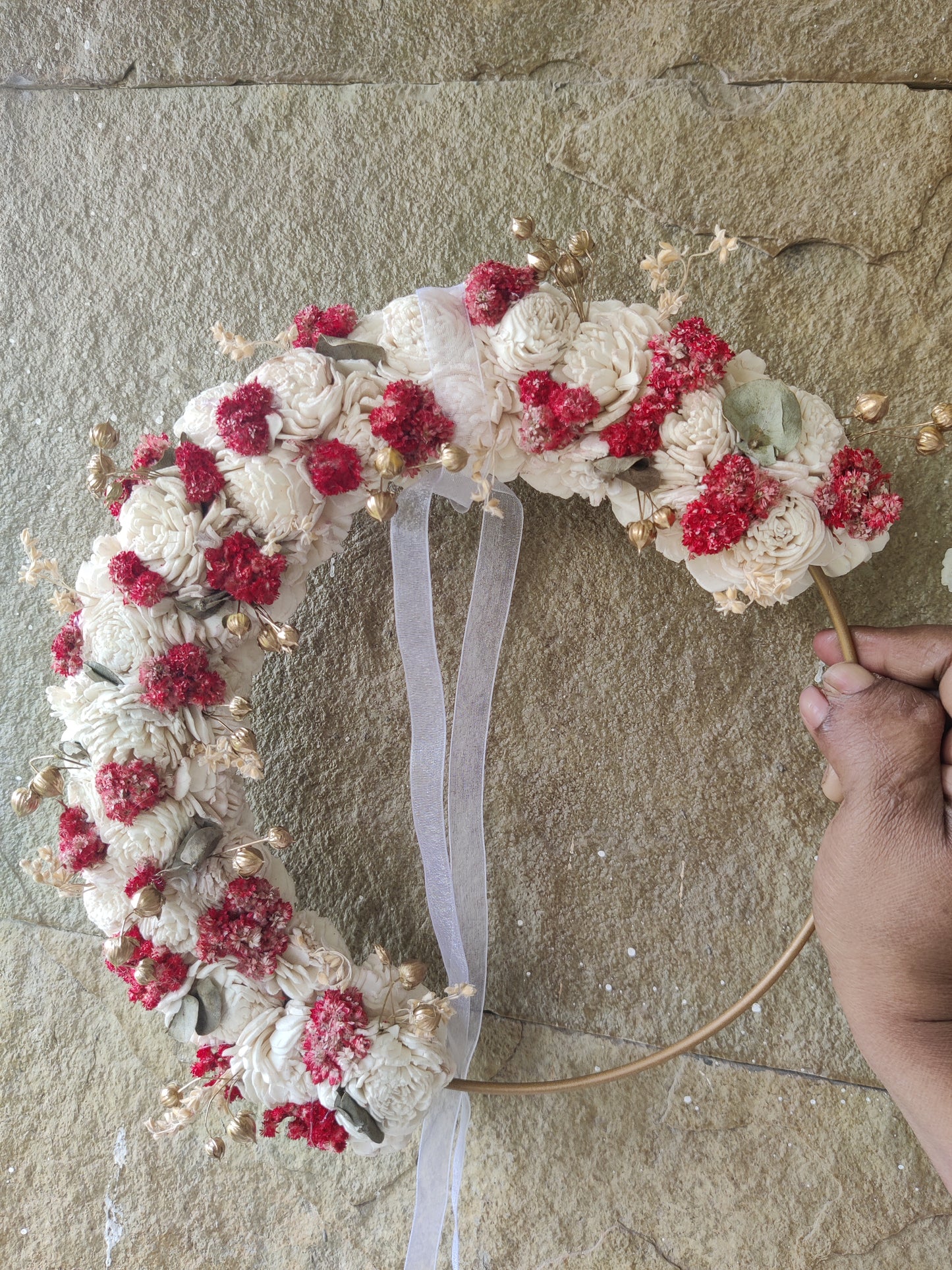Decorated hoop - Maroon & white