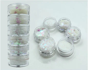 6 In 1 Glitter & Chunks Silver/ White