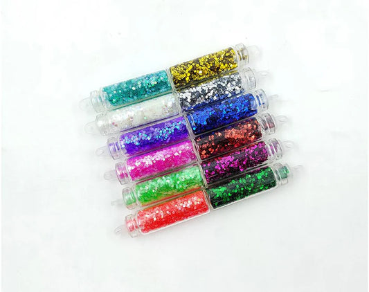 Holo chunk / Big Particle Glitter Powder Message Bottle Set of 12