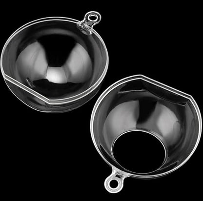 Set of 2 | Happishades Acrylic Hanging Globe, 3.2 Inch Clear Ball, 2-Piece Set, Fillable Decorative Spheres for Wedding, Garden, Home, Christmas Tree Decoration, Festival Decorations, Home Decor