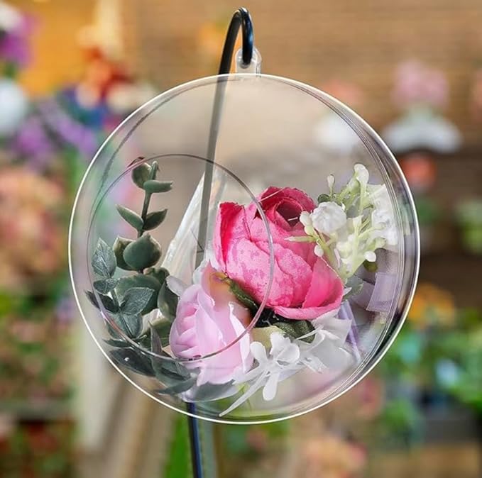 Set of 2 | Happishades Acrylic Hanging Globe, 3.2 Inch Clear Ball, 2-Piece Set, Fillable Decorative Spheres for Wedding, Garden, Home, Christmas Tree Decoration, Festival Decorations, Home Decor