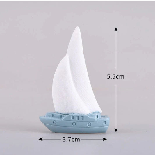 Miniature boat  blue white - A