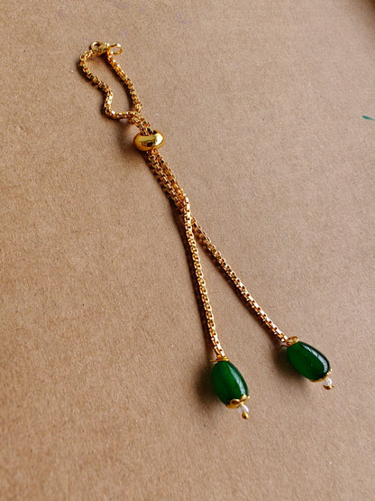 Green Pearl Rakhi bracelet Chain