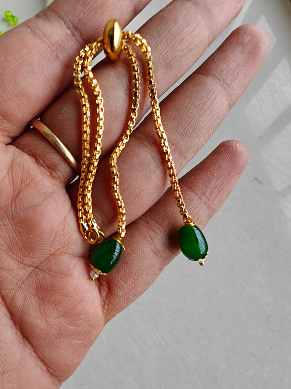 Green Rakhi bracelet Chain