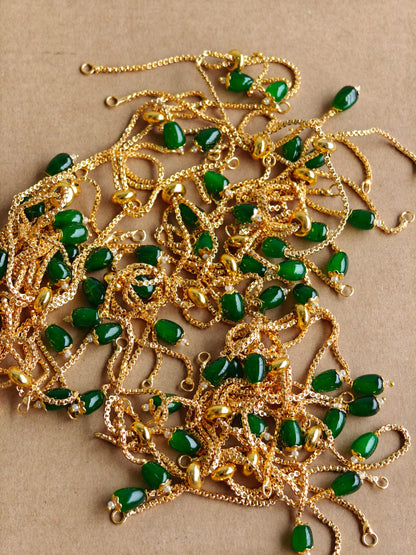 Green Pearl Rakhi bracelet Chain