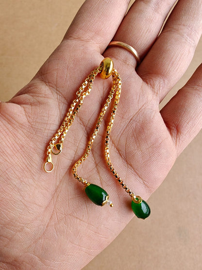 Green Pearl Rakhi bracelet Chain