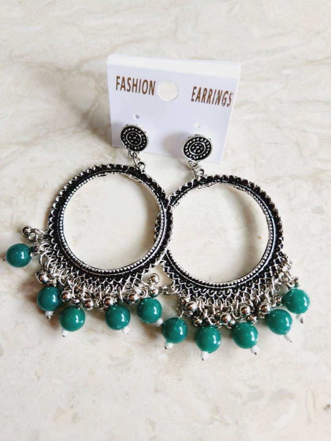 Earrings/Jhumka - Round Green I