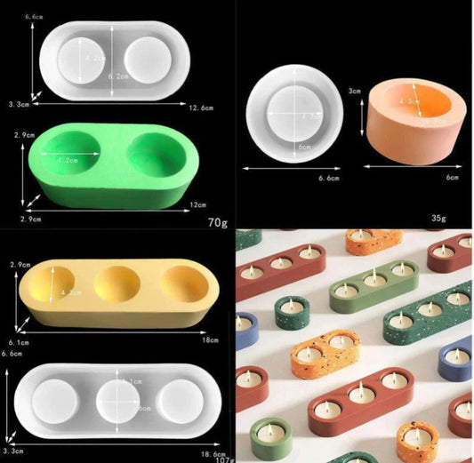 1/2/3 Round tea light candle mould