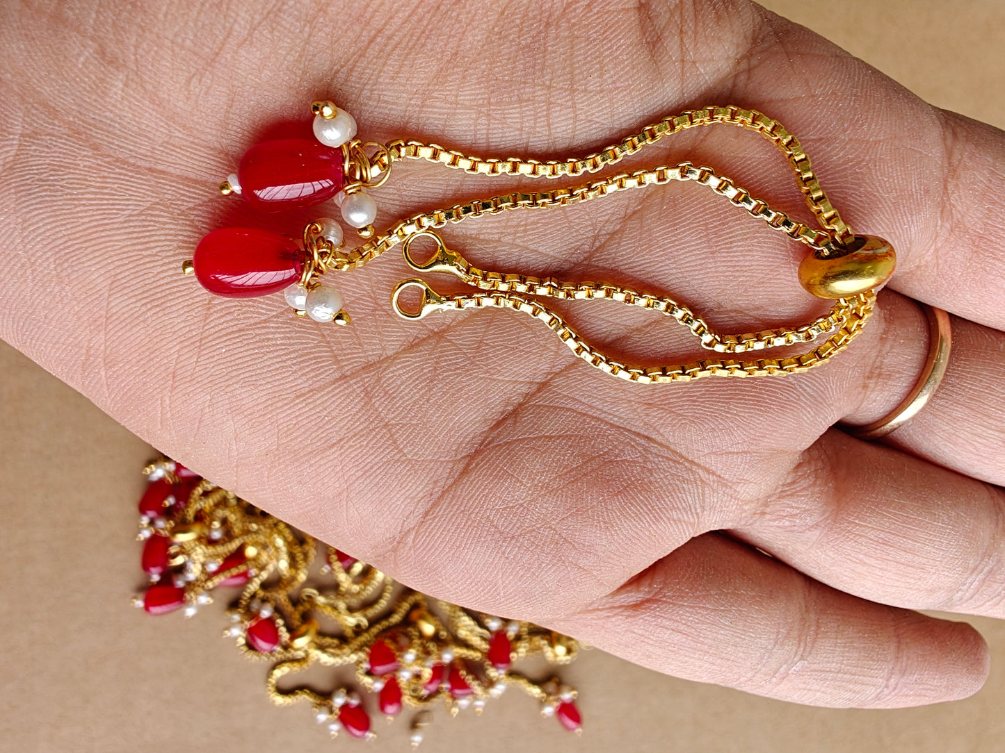 Red ghungroo Rakhi bracelet Chain