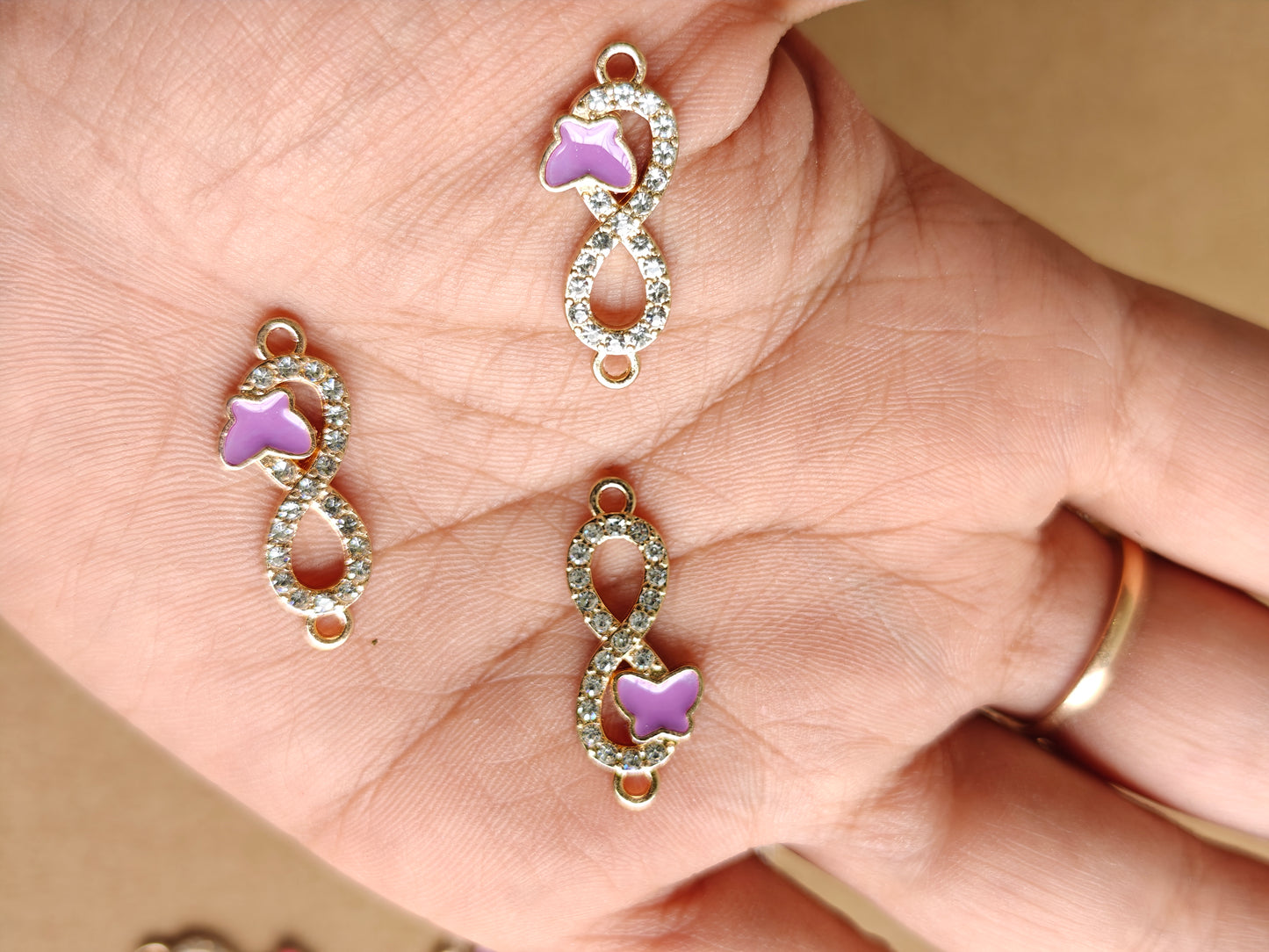 Infinity heart charms purple