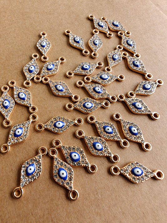 Leaf shaped Evil eye with stones charms