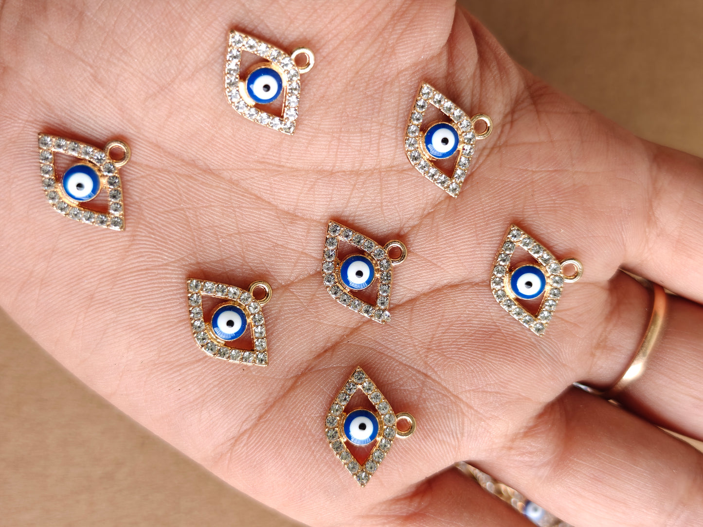 Eye shaped Evil eye with stones charms