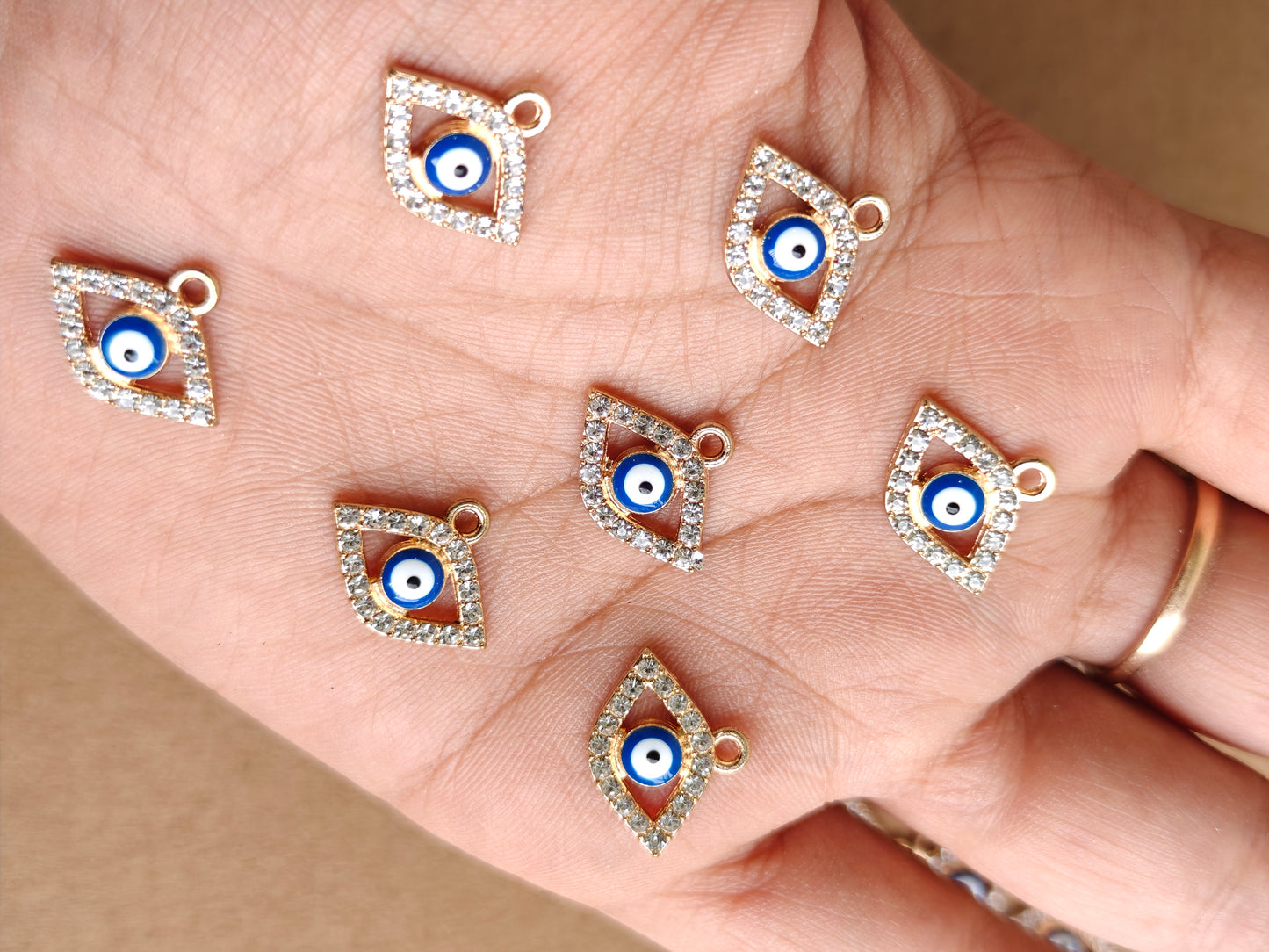 Eye shaped Evil eye with stones charms