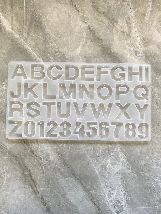 Reverse / Front pouring alphabet Keychain mould with hole