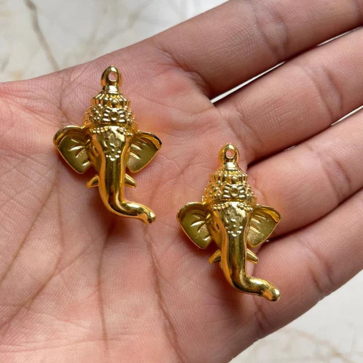 3D Ganeshji Decorative Charms  Golden- 2 pcs