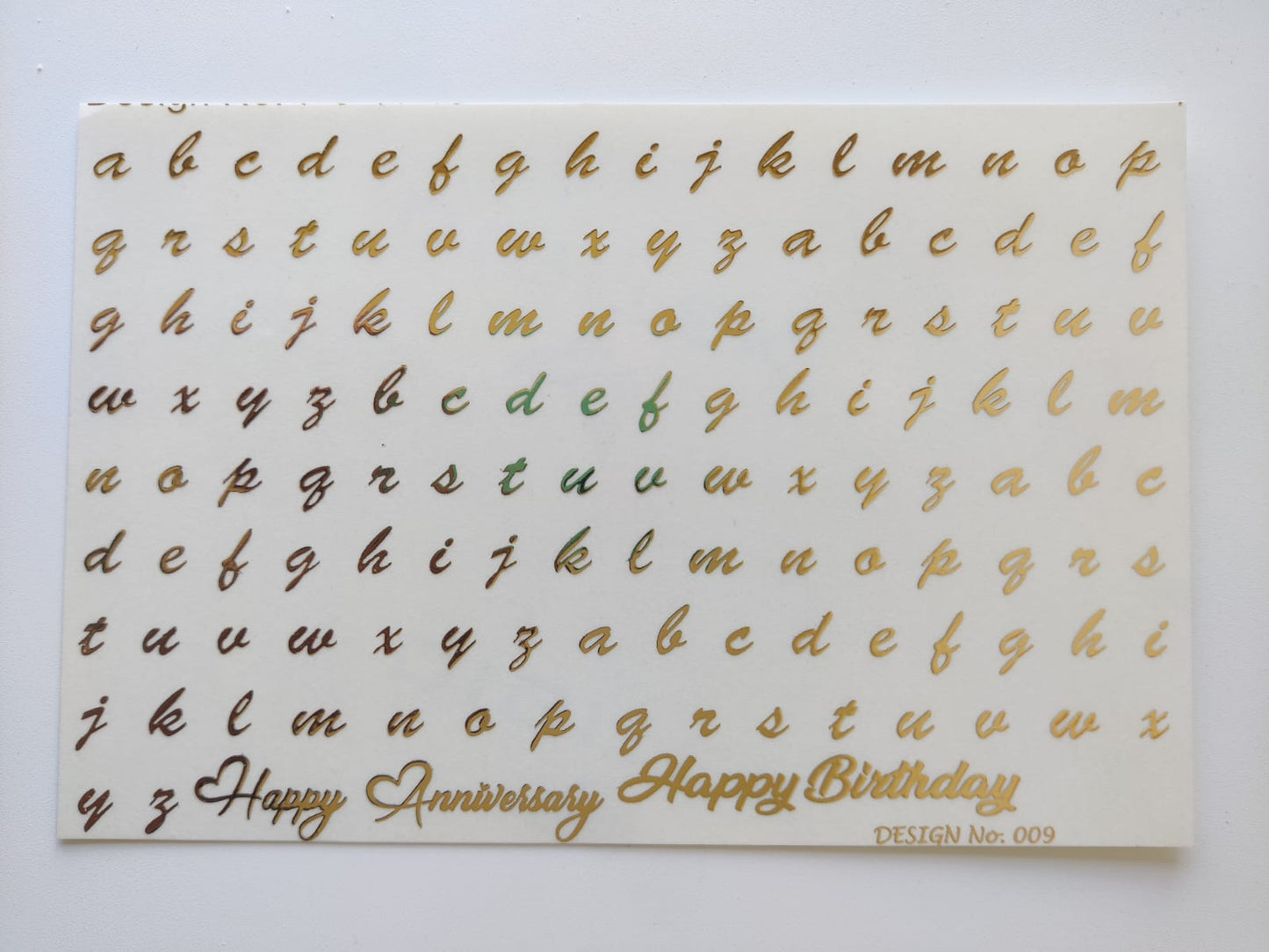 Small Alphabet Embossed sticker sheet