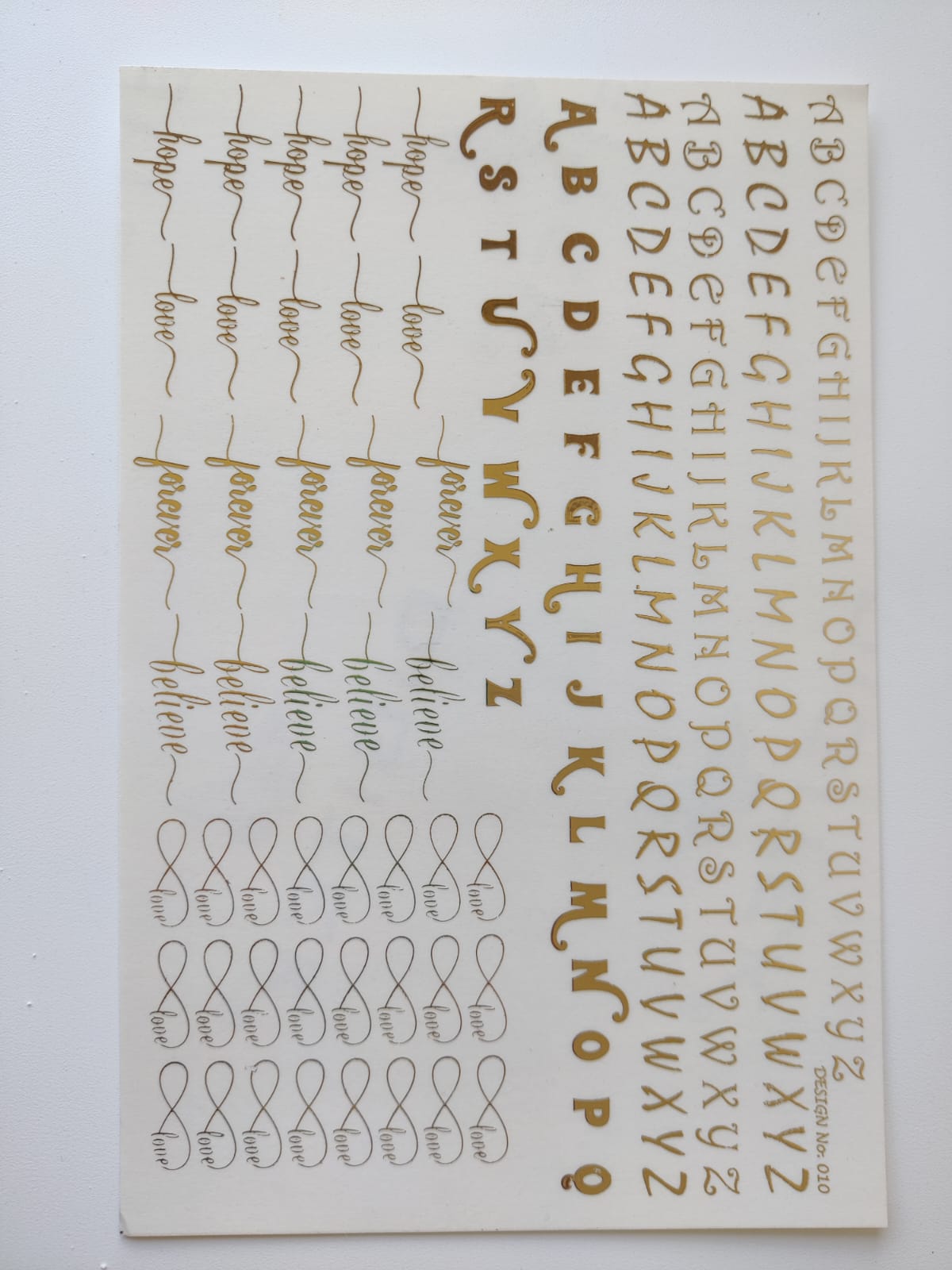 Small Alphabet Embossed sticker sheet