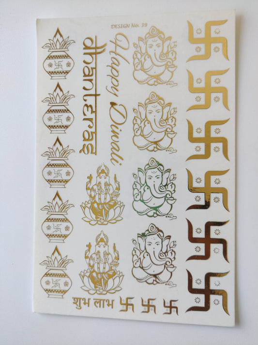 Ganesh Diwali Embossed Stickers