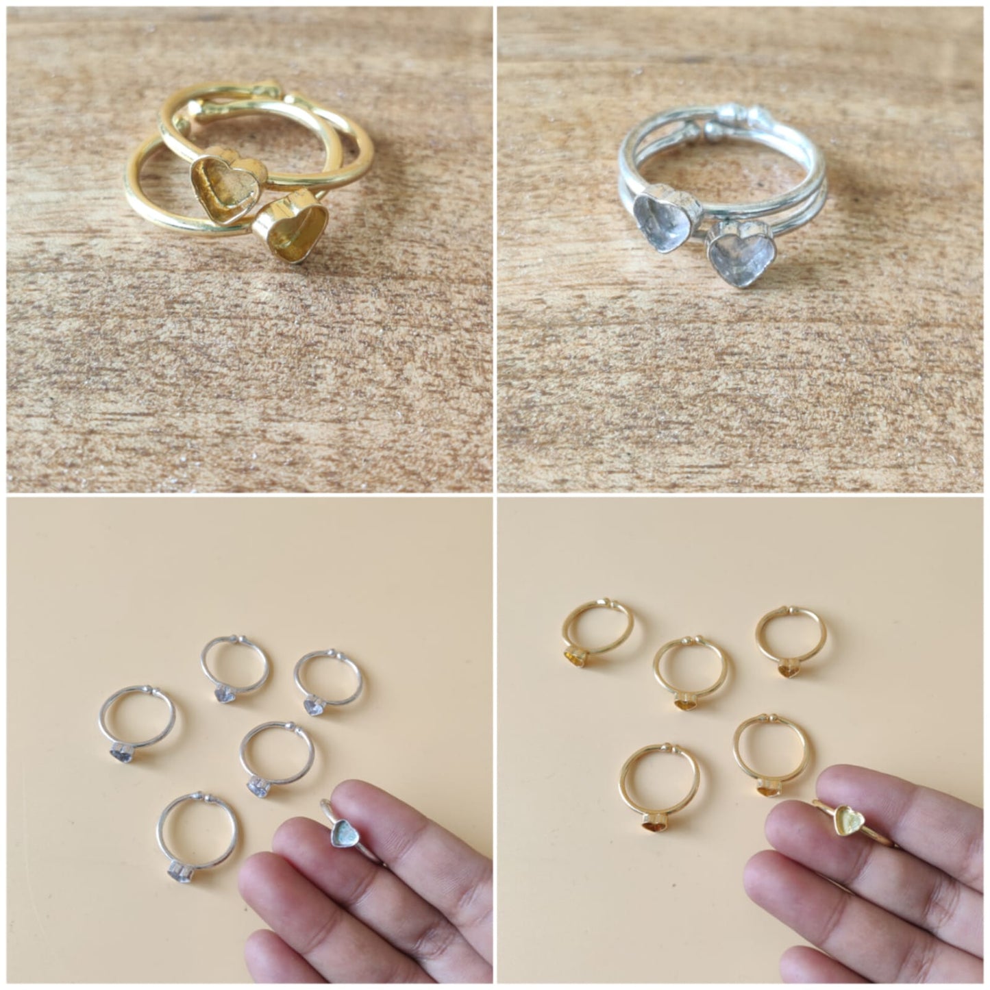 Adjustable Bazel Ring Base Heart