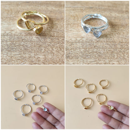 Adjustable Bazel Ring Base Heart