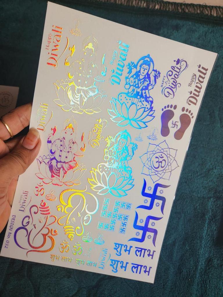 Holograhic Diwali Stickers - A