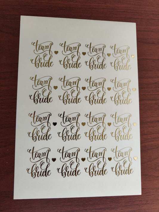 Team Bride Embossed stickers