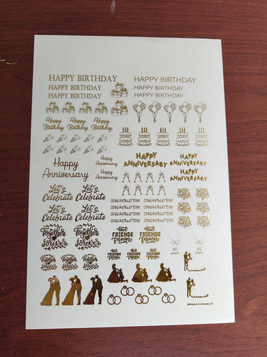 Birthday/Anniversary Embossed Stickers - III