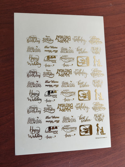 Birthday/Anniversary Embossed Stickers - IV