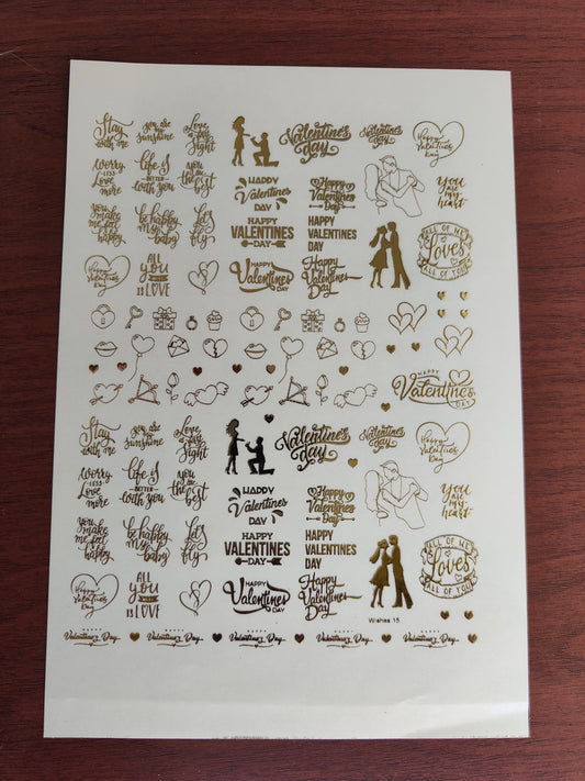 Valentine's day Embossed Stickers - I