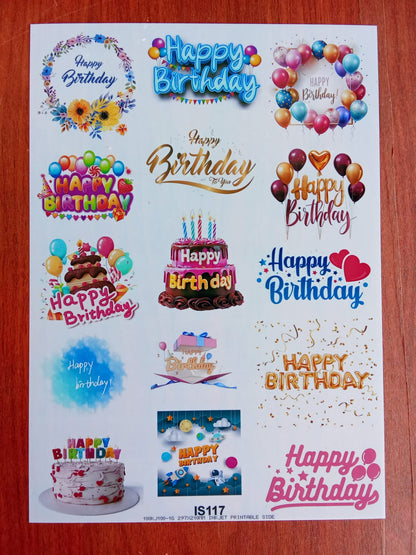 Happy Birthday Insert sheet