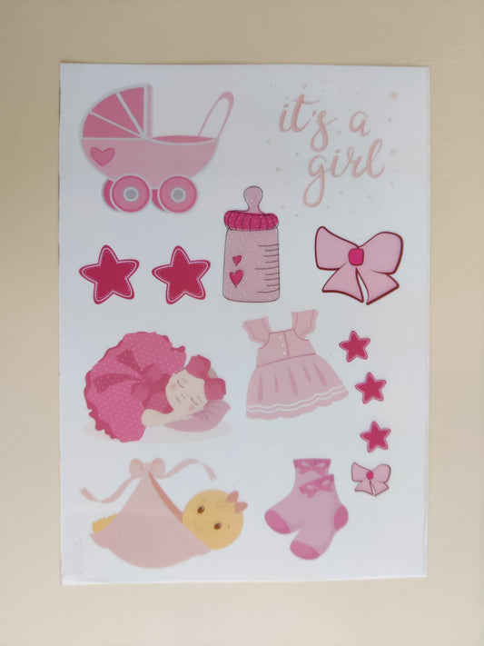 IT's A GIRL Colourful Insert sheet A5 Size
