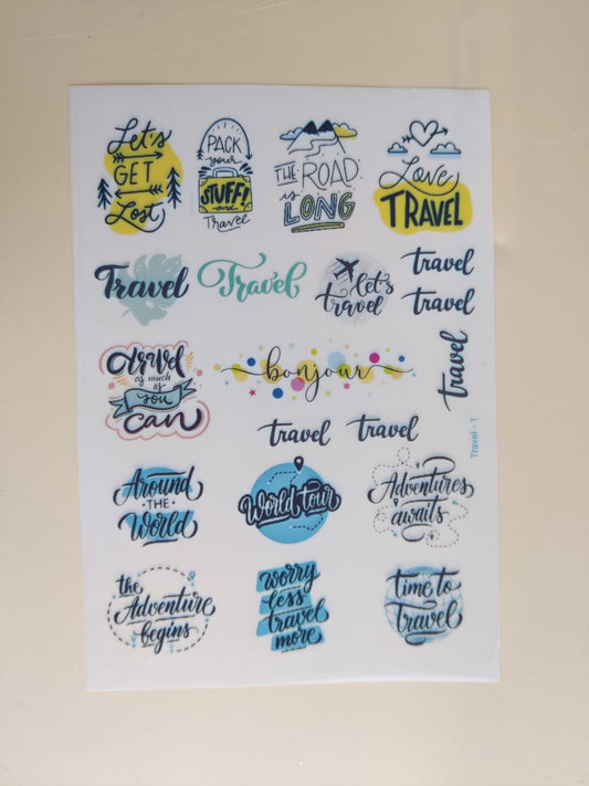 TRAVEL/ WORLD TOUR Colourful Insert sheet A5 Size
