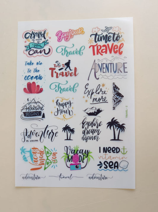 TRAVEL/ ADVENTURE Colourful Insert sheet A5 Size