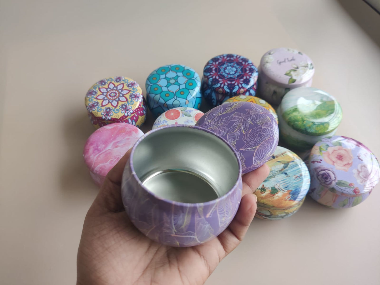 Mandala effect metal candle jar