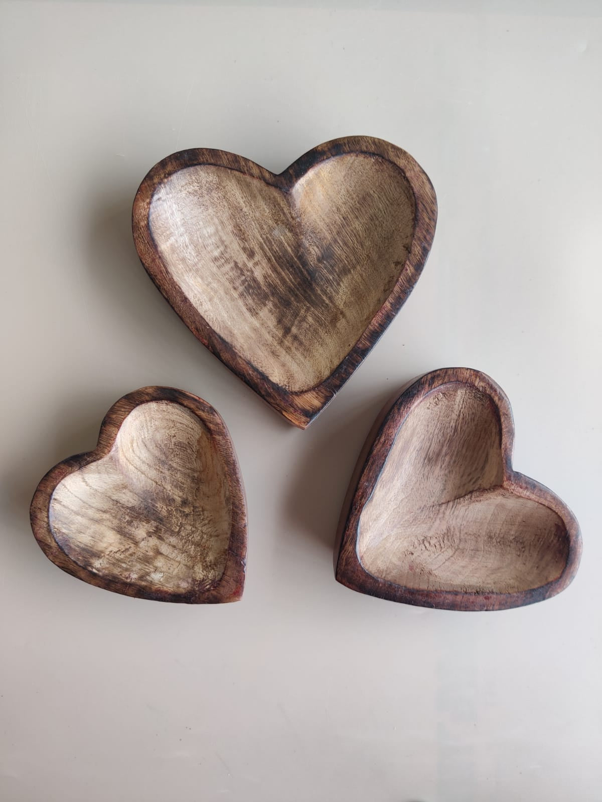 Candle heart wooden bowl