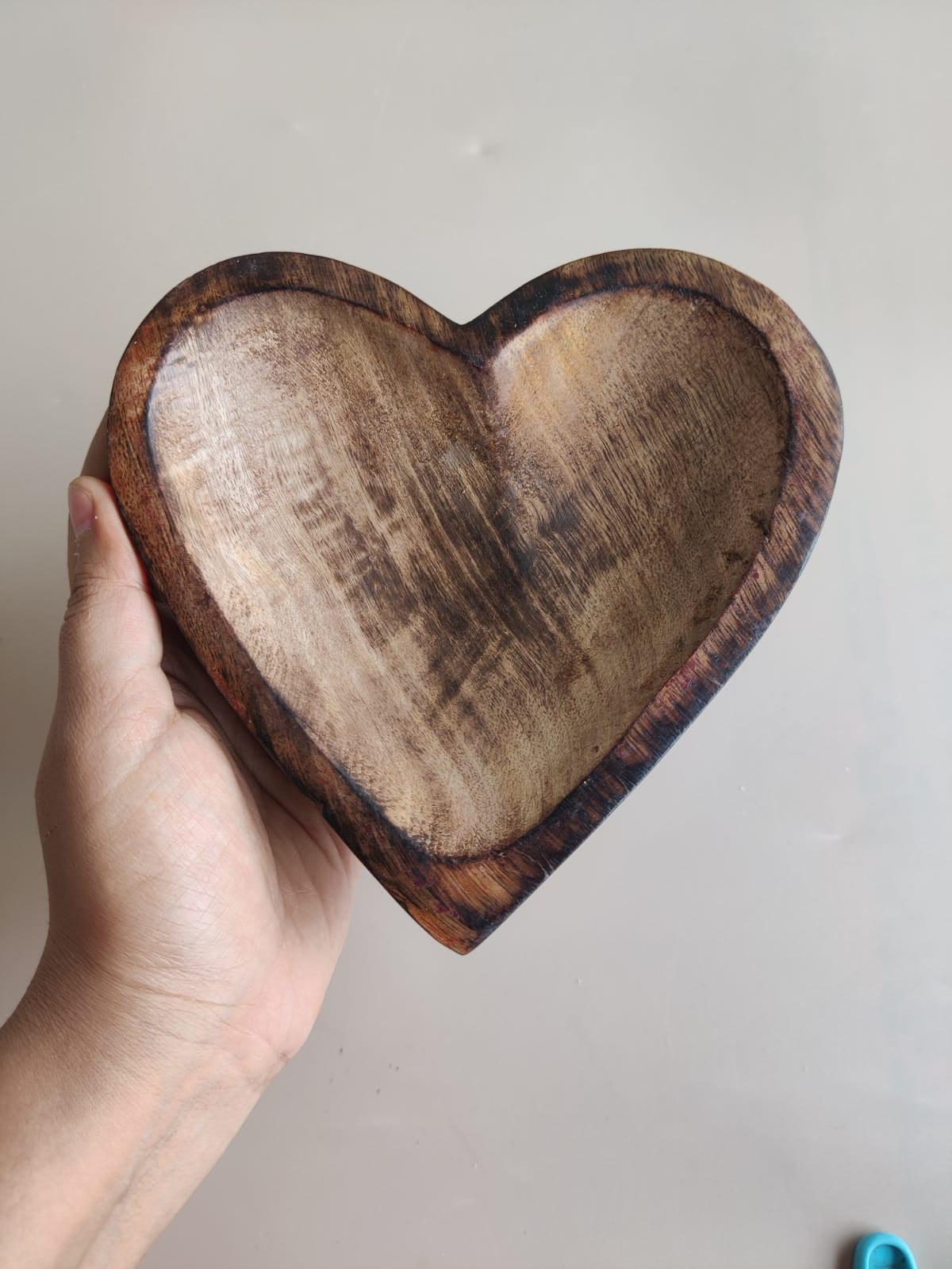 Candle heart wooden bowl