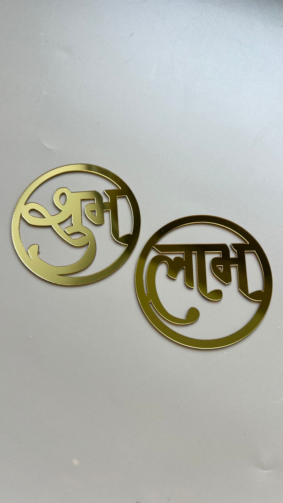 Round Acrylic Subh labh - Pair